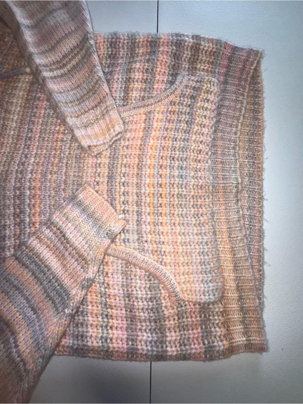 Aerie Space Dye Oversized Hooded Sweater Size Small Wool Blend Cozy Knit pastel - Picture 9 of 11